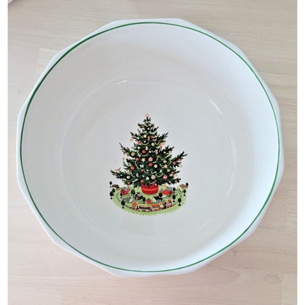 PFALTZGRAFF Hertiage Christmas Tree/Green Rim Vegetable Serving Bowl 9.5"